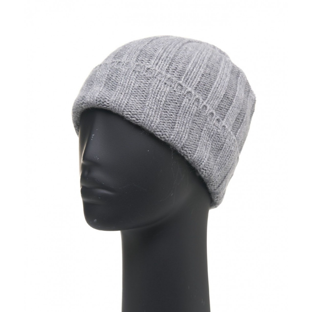 Cappello in maglia di cachemire grigio