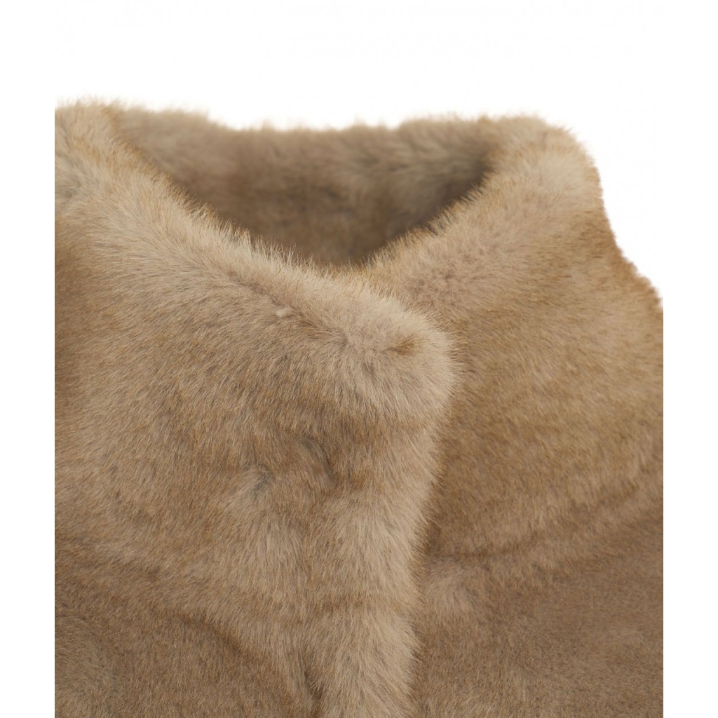 Cappotto in pelliccia sintetica marrone chiaro