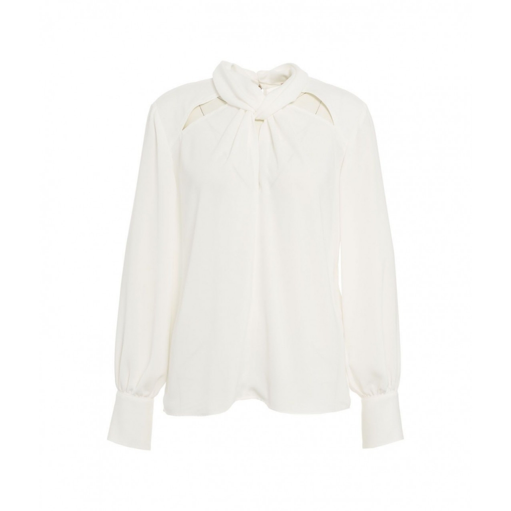 Camicia con cut outs in crpe bianco