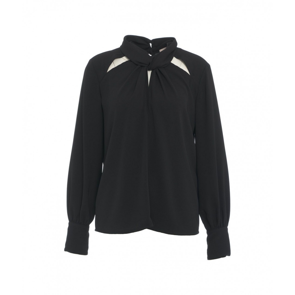 Camicia con cut outs in crpe nero
