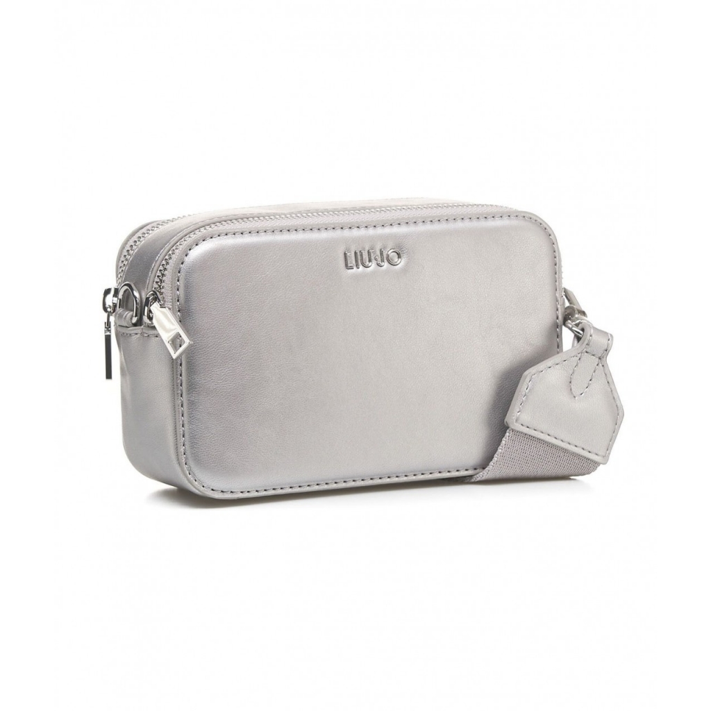 Borsa a tracolla con dettagli logo argento