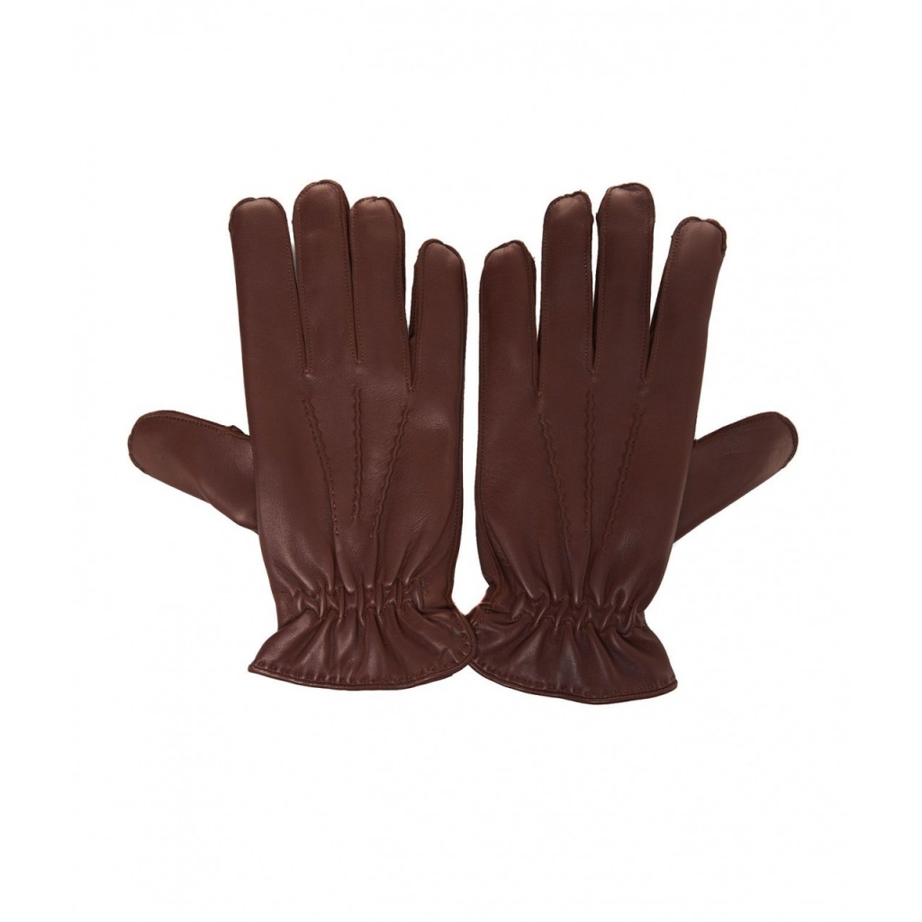 Guanti in pelle nappa marrone