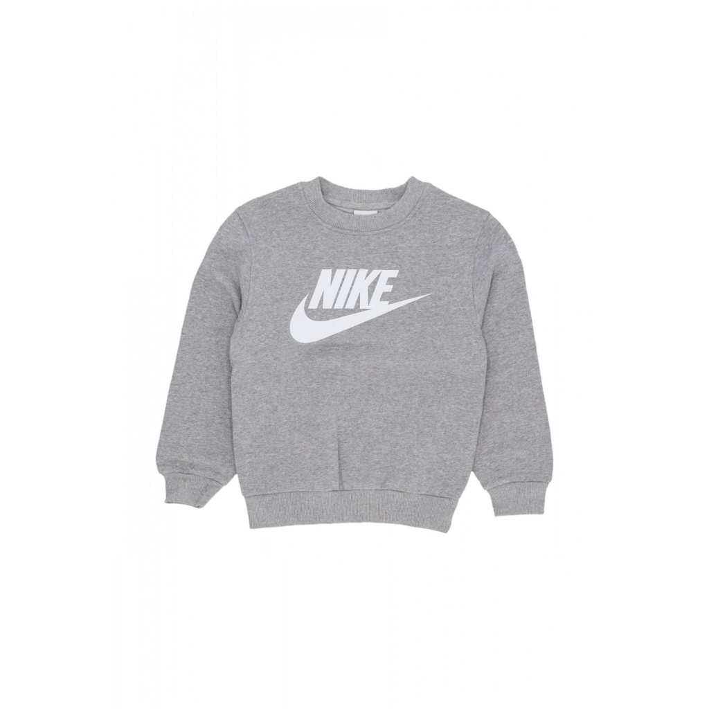 felpa girocollo ragazzo sportswear fleece crewneck DK GREY HEATHER/WHITE
