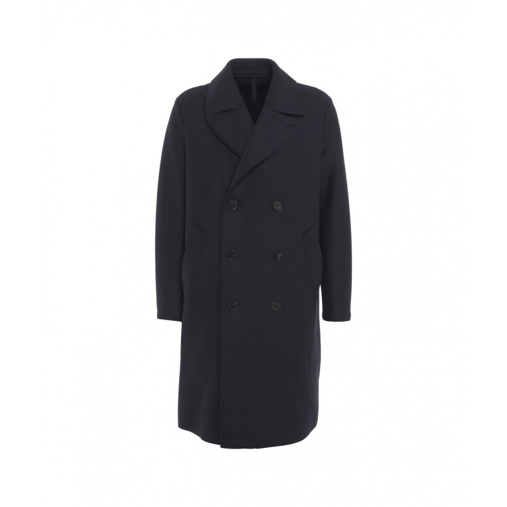 Cappotto in lana vergine pressata blu scuro