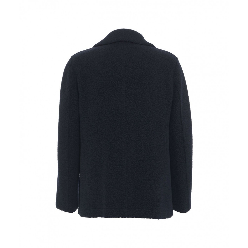 Cappotto doppiopetto ecologico boucl blu scuro