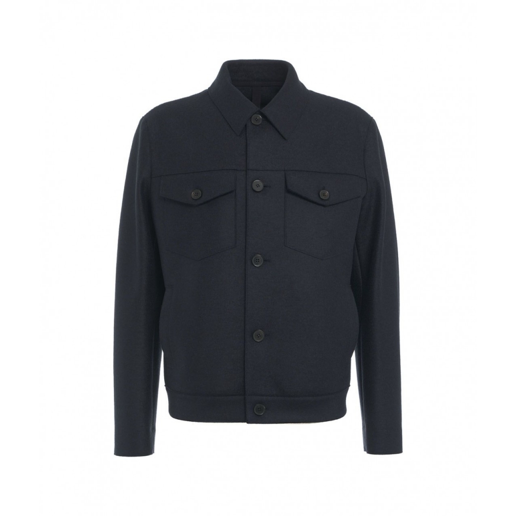 Giacca in lana vergine pressata blu scuro