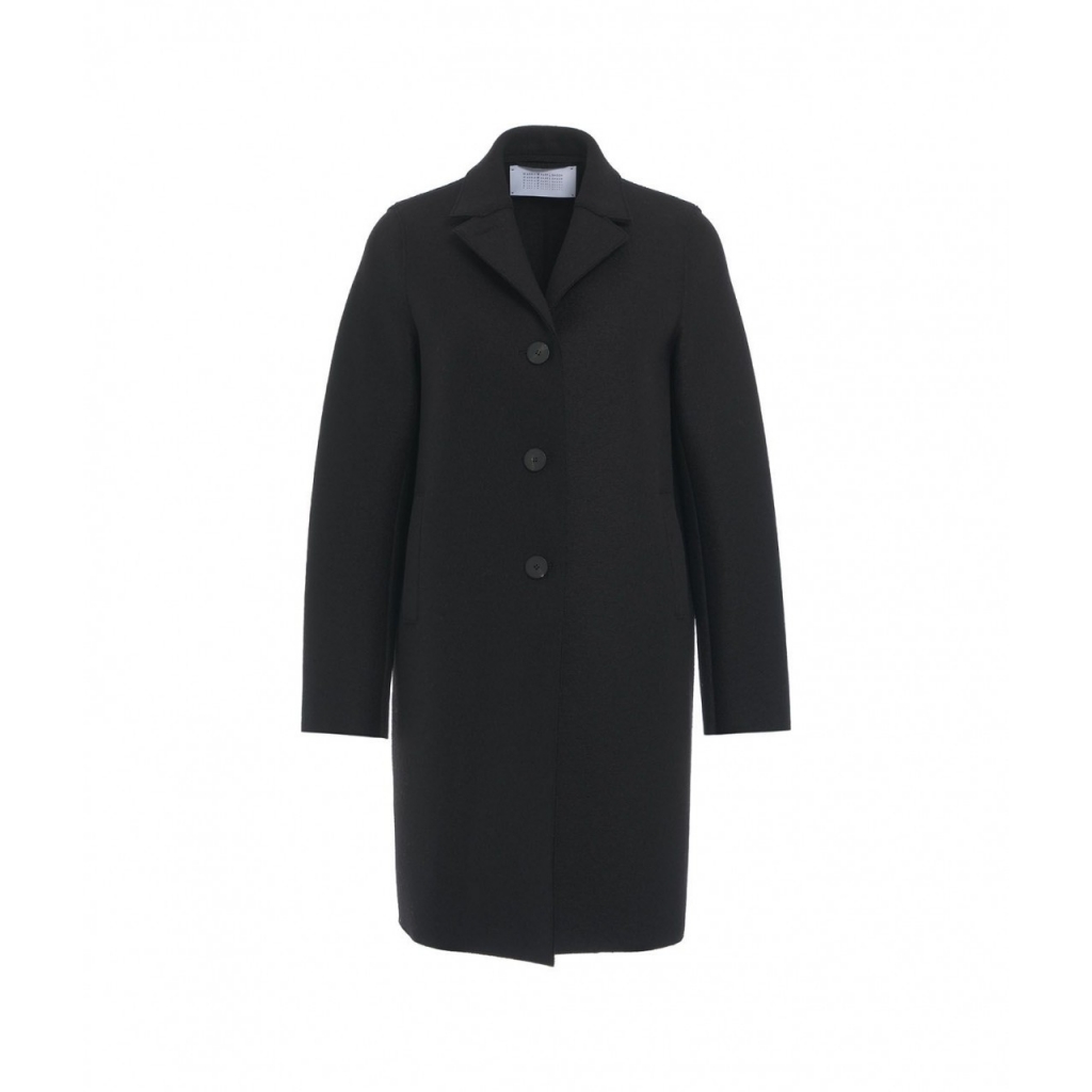 Cappotto monopetto in lana pressata nero