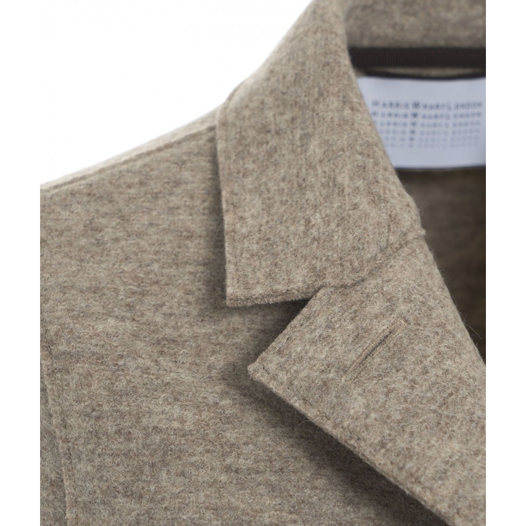 Cappotto monopetto in lana pressata grigio chiaro