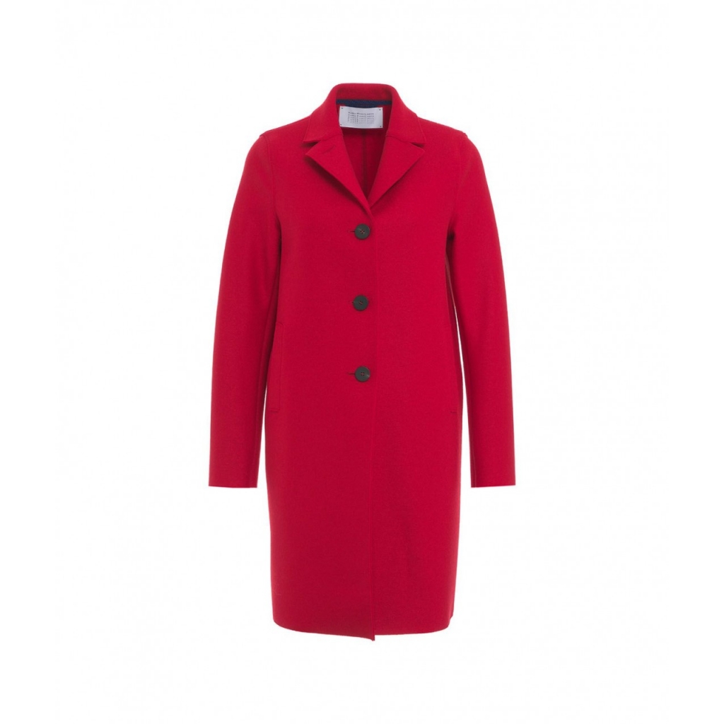 Cappotto monopetto in lana pressata rosso