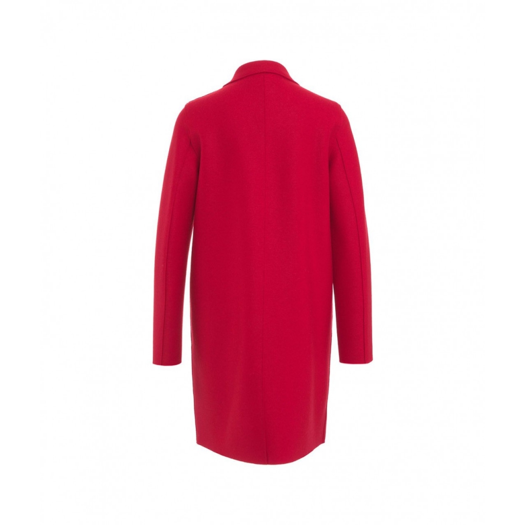 Cappotto monopetto in lana pressata rosso