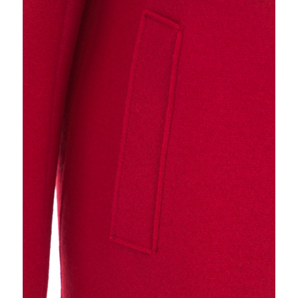 Cappotto monopetto in lana pressata rosso