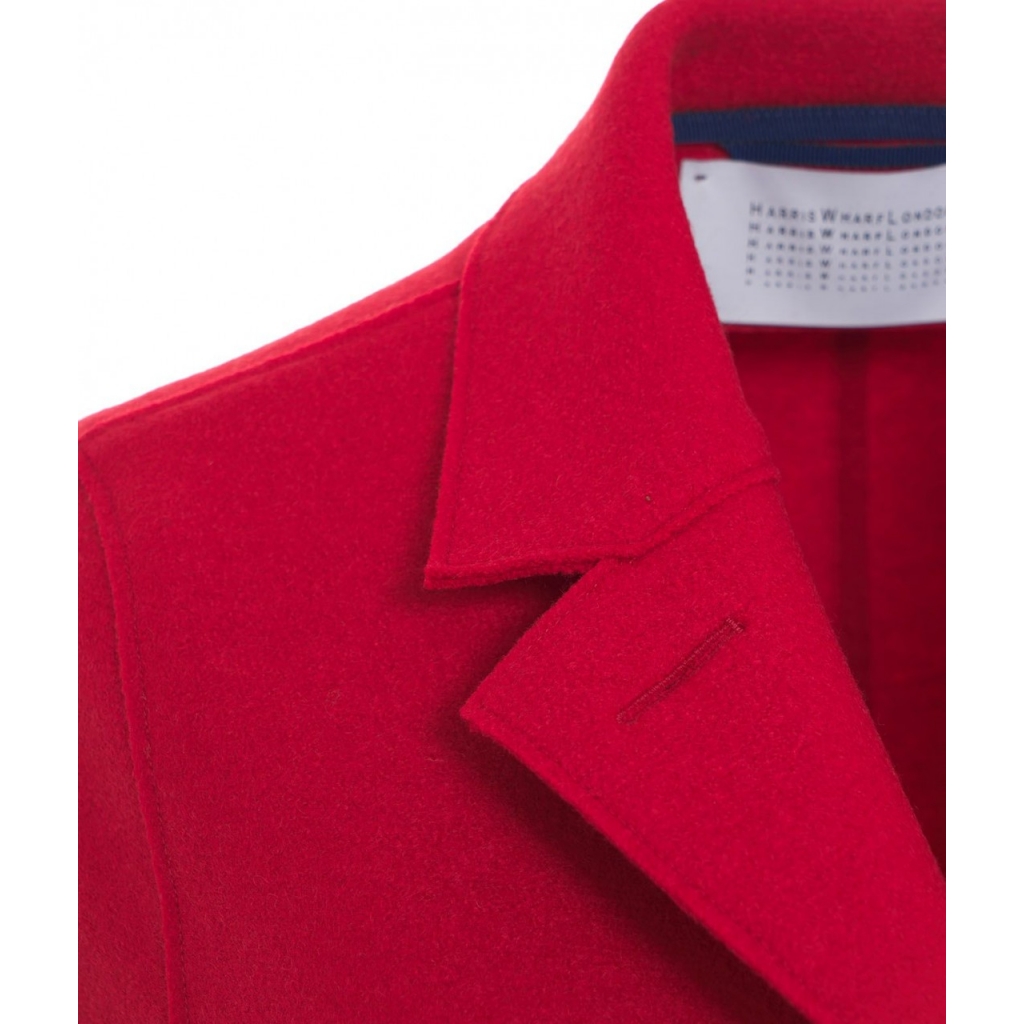 Cappotto monopetto in lana pressata rosso