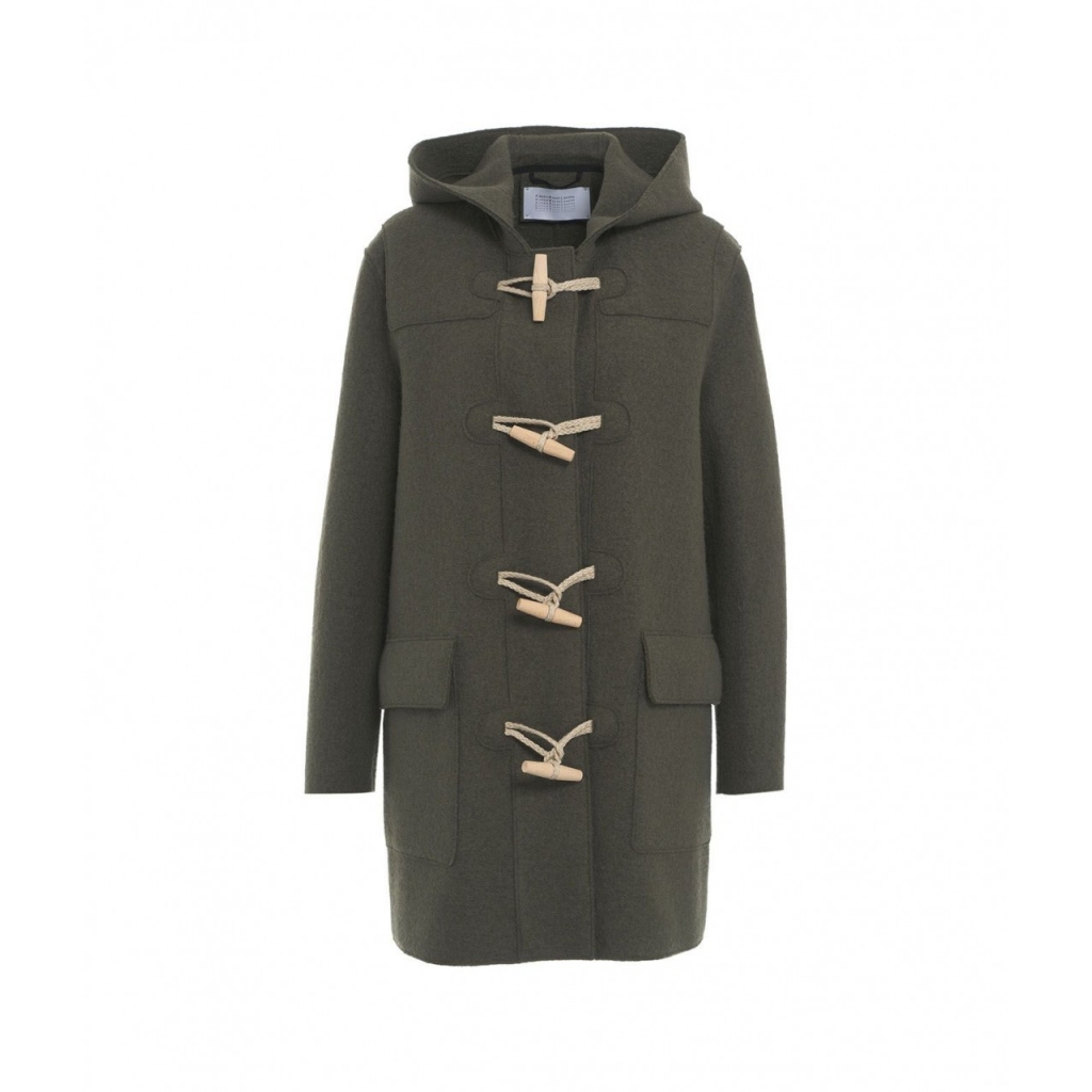 Cappotto in lana con cappuccio verde