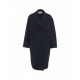 Cappotto con spalle a goccia in lana pressata blu scuro