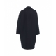 Cappotto con spalle a goccia in lana pressata blu scuro