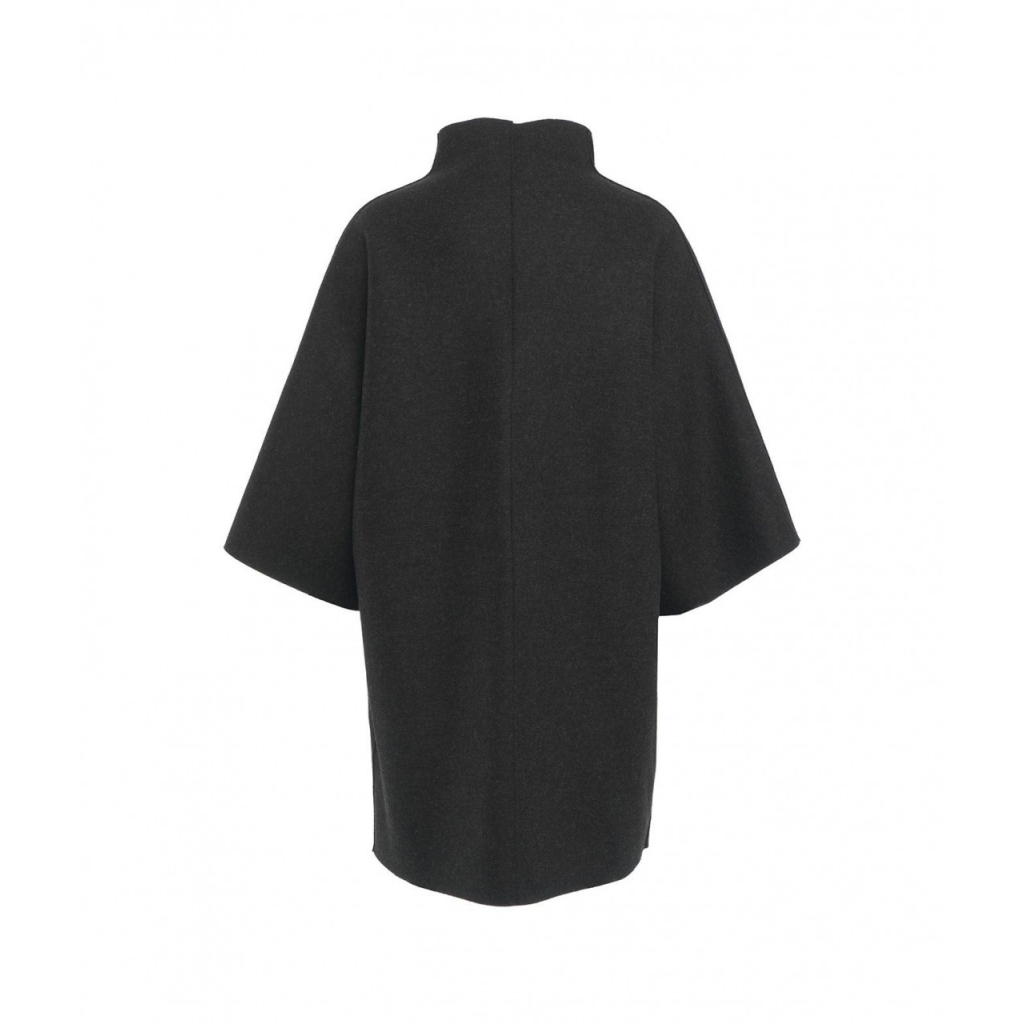 Cappotto kimono in lana pressata grigio scuro