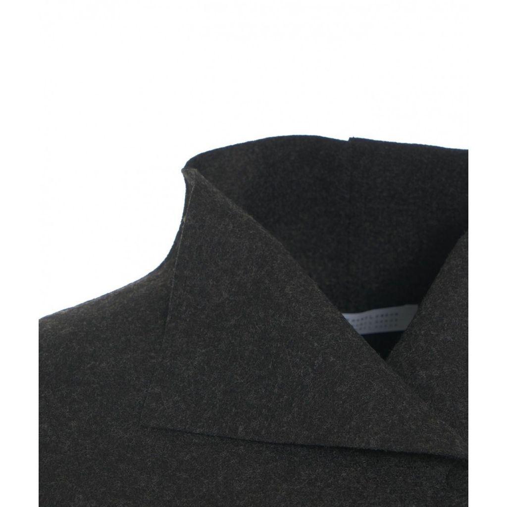 Cappotto kimono in lana pressata grigio scuro