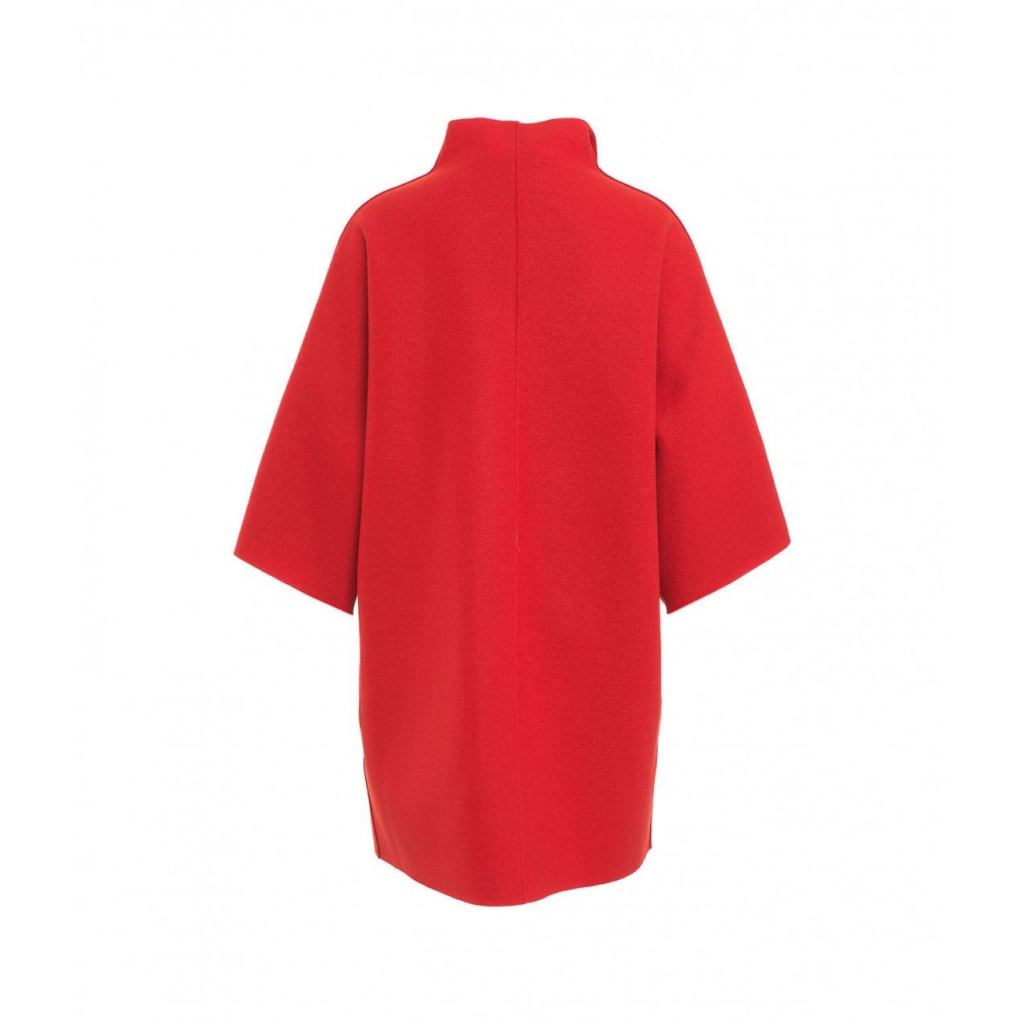 Cappotto kimono in lana pressata arancione