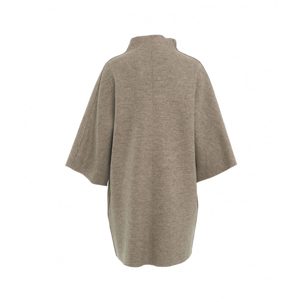 Cappotto kimono in lana pressata beige