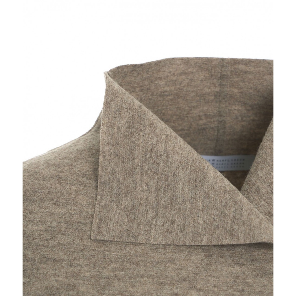 Cappotto kimono in lana pressata beige