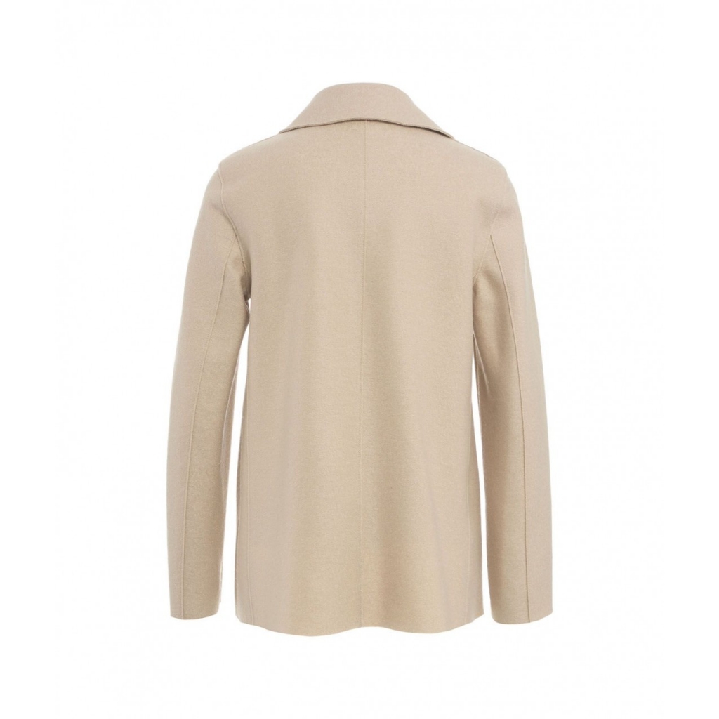 Cappotto doppiopetto in lana pressata crema