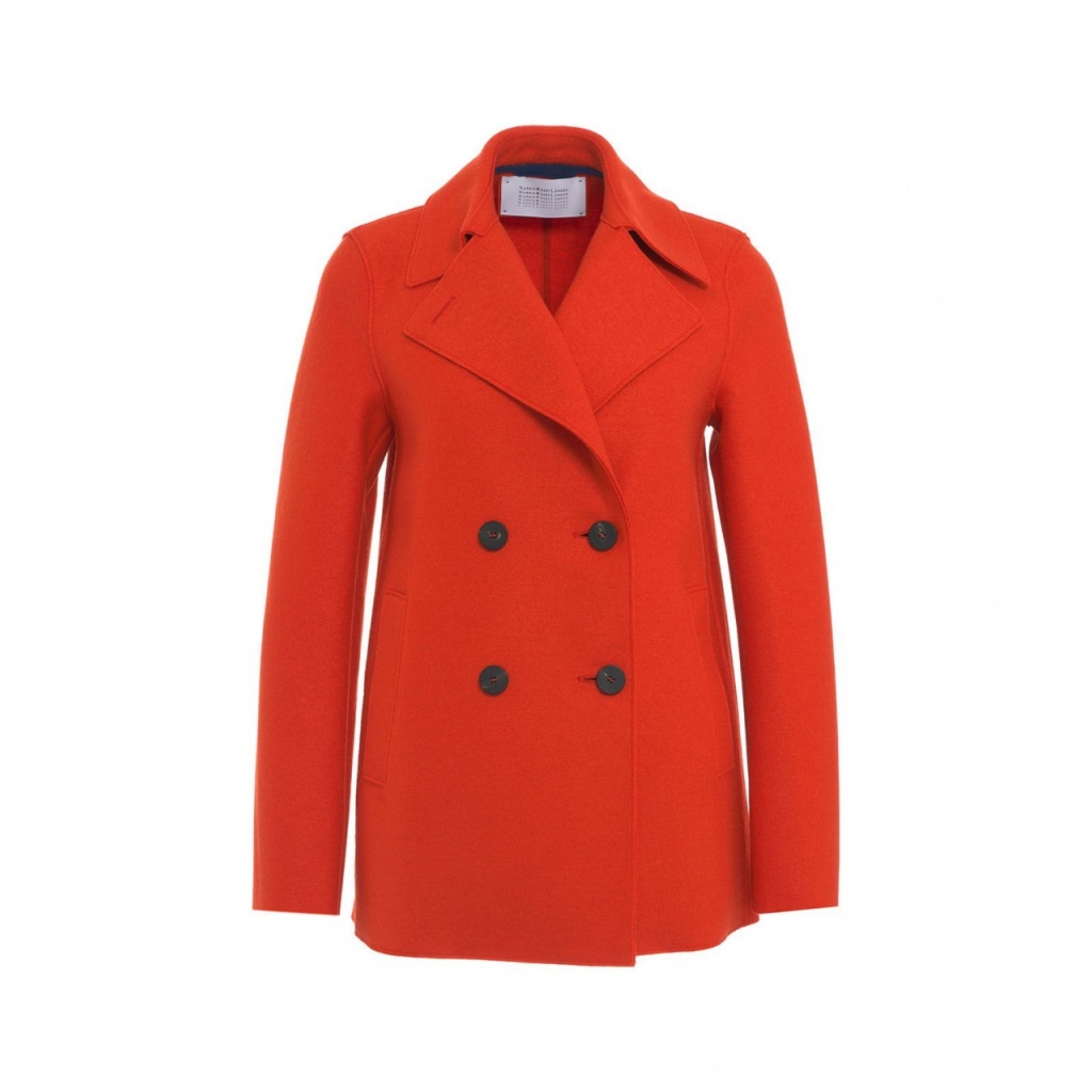 Cappotto doppiopetto in lana pressata arancione