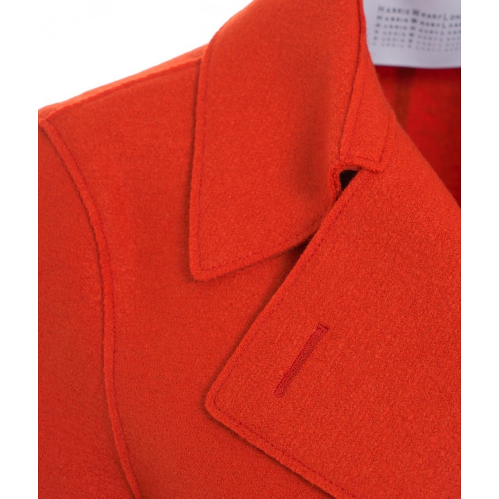 Cappotto doppiopetto in lana pressata arancione