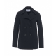 Cappotto doppiopetto in lana pressata blu scuro