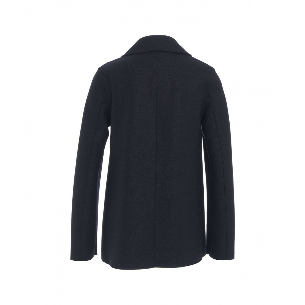 Cappotto doppiopetto in lana pressata blu scuro