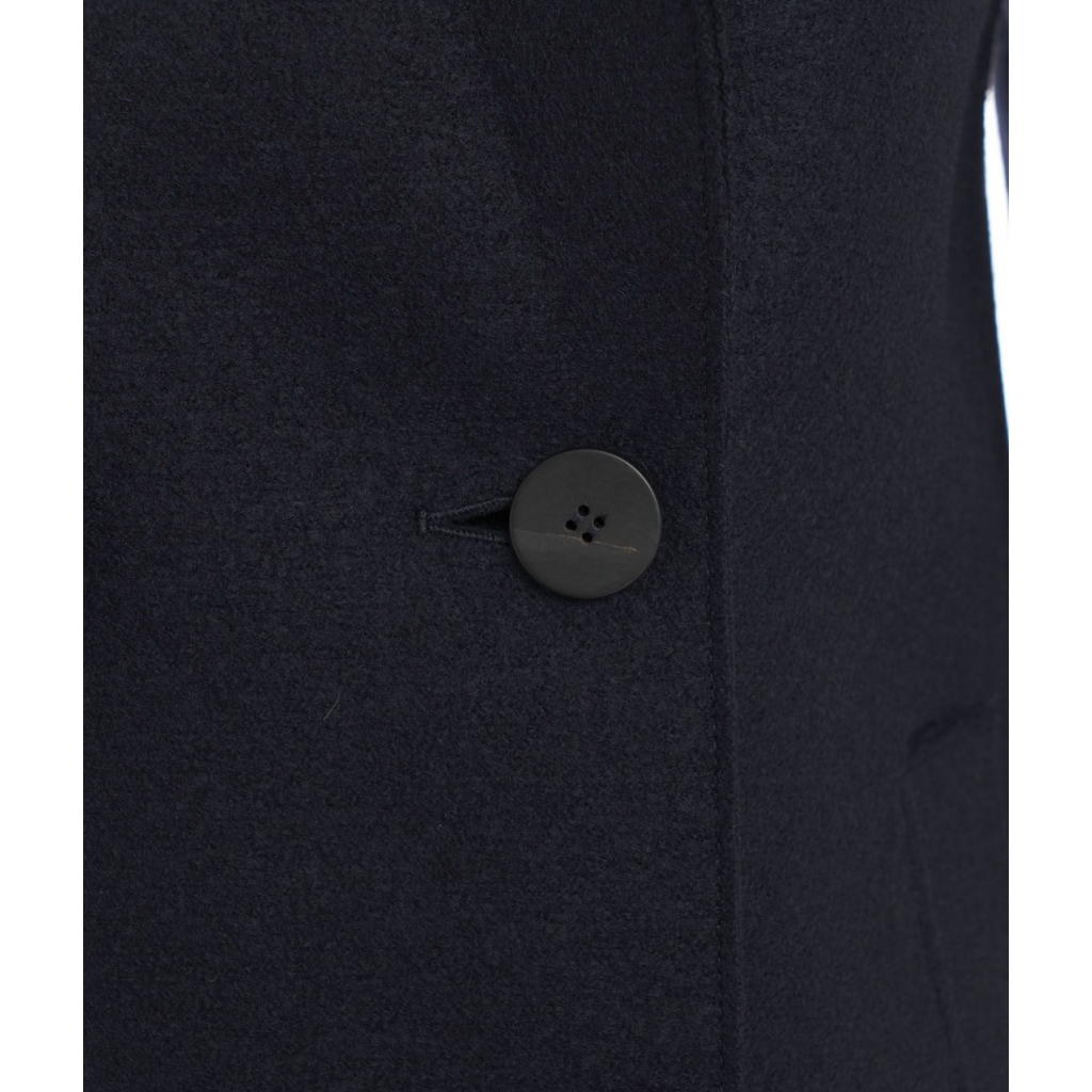 Cappotto doppiopetto in lana pressata blu scuro