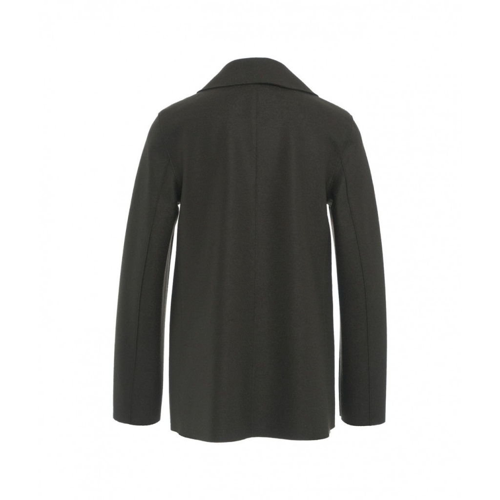 Cappotto doppiopetto in lana pressata verde scuro