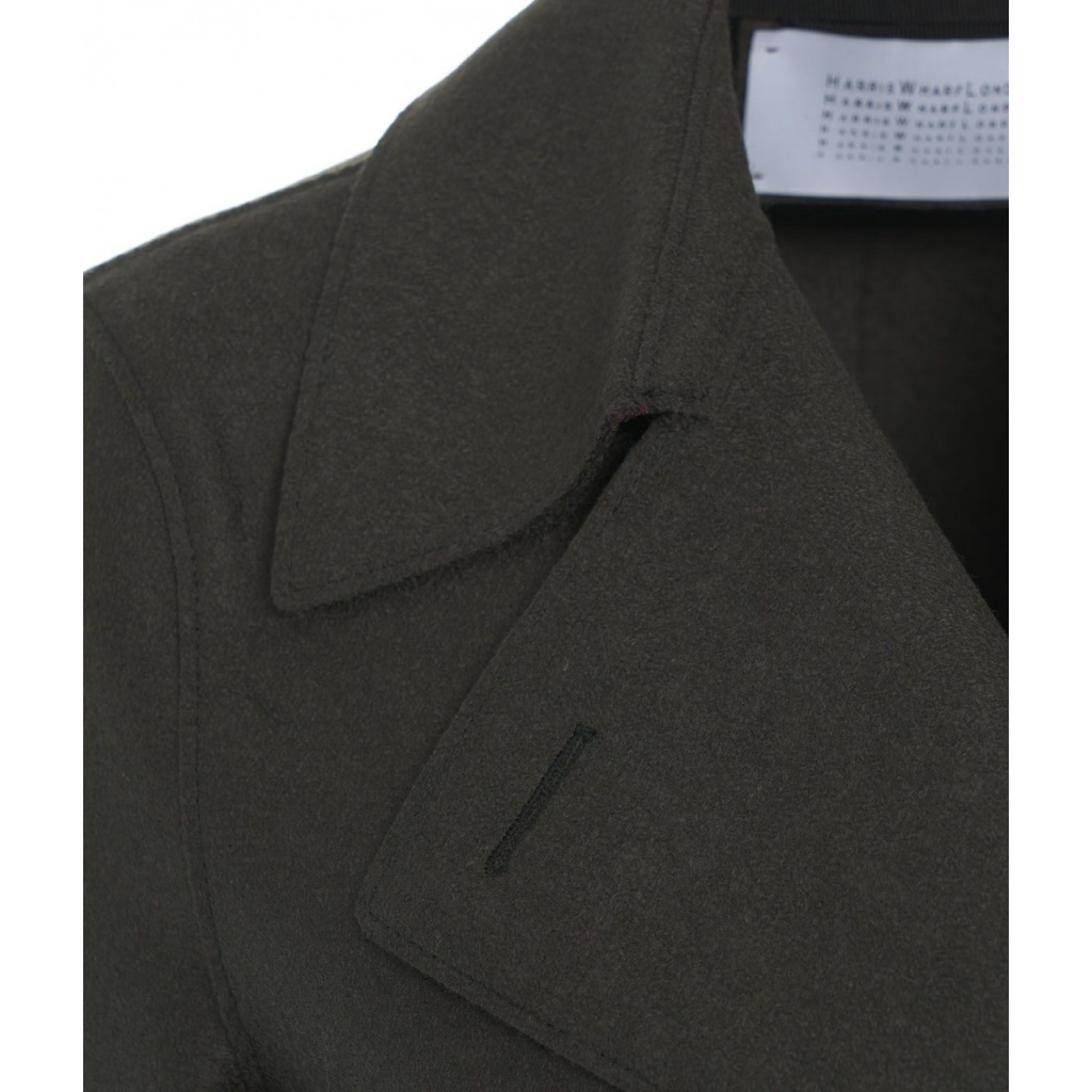 Cappotto doppiopetto in lana pressata verde scuro