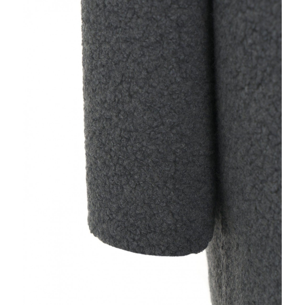 Cappotto in lana ecologica con cappuccio grigio