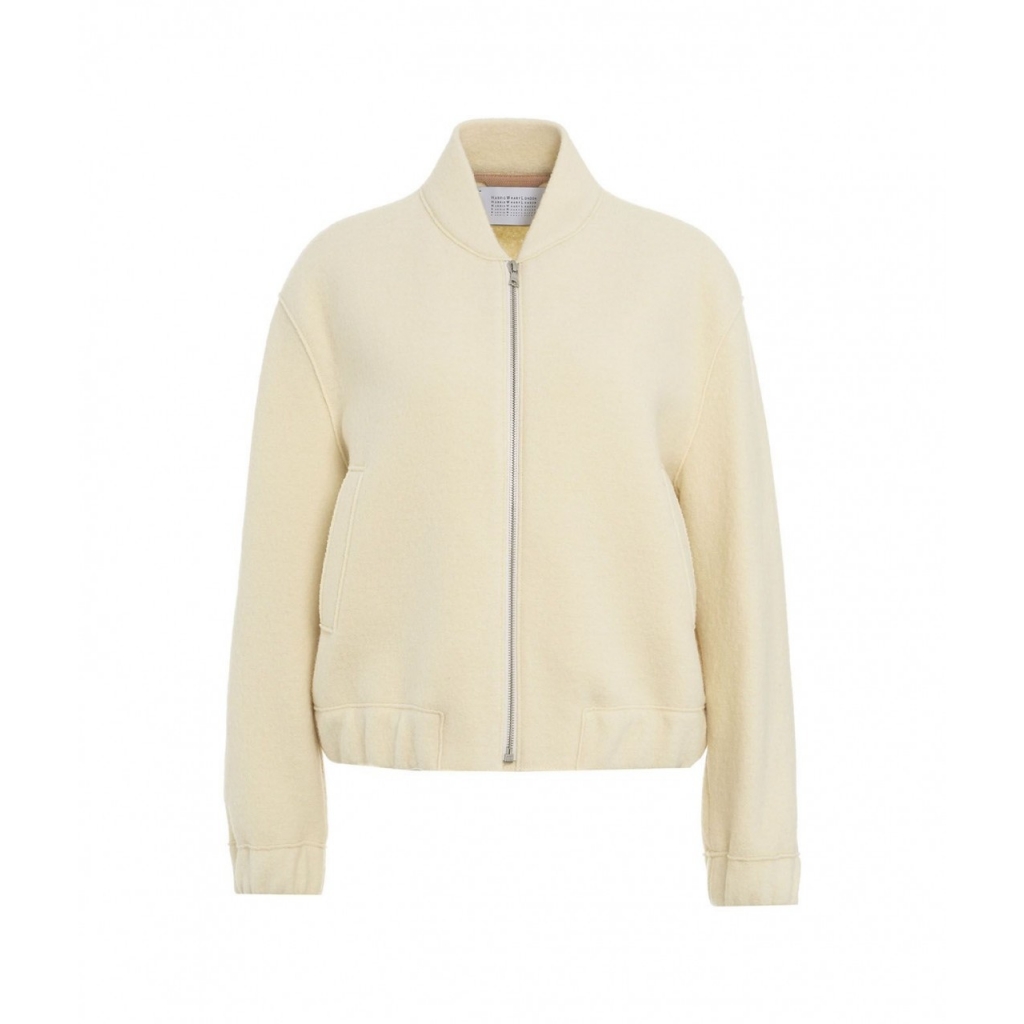 Bomber in lana pressata crema