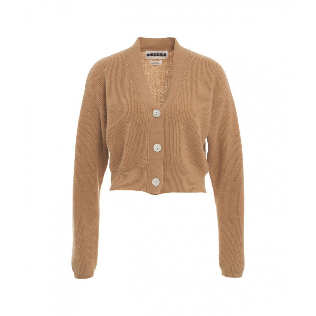 Cardigan a maglia in cashmere marrone chiaro