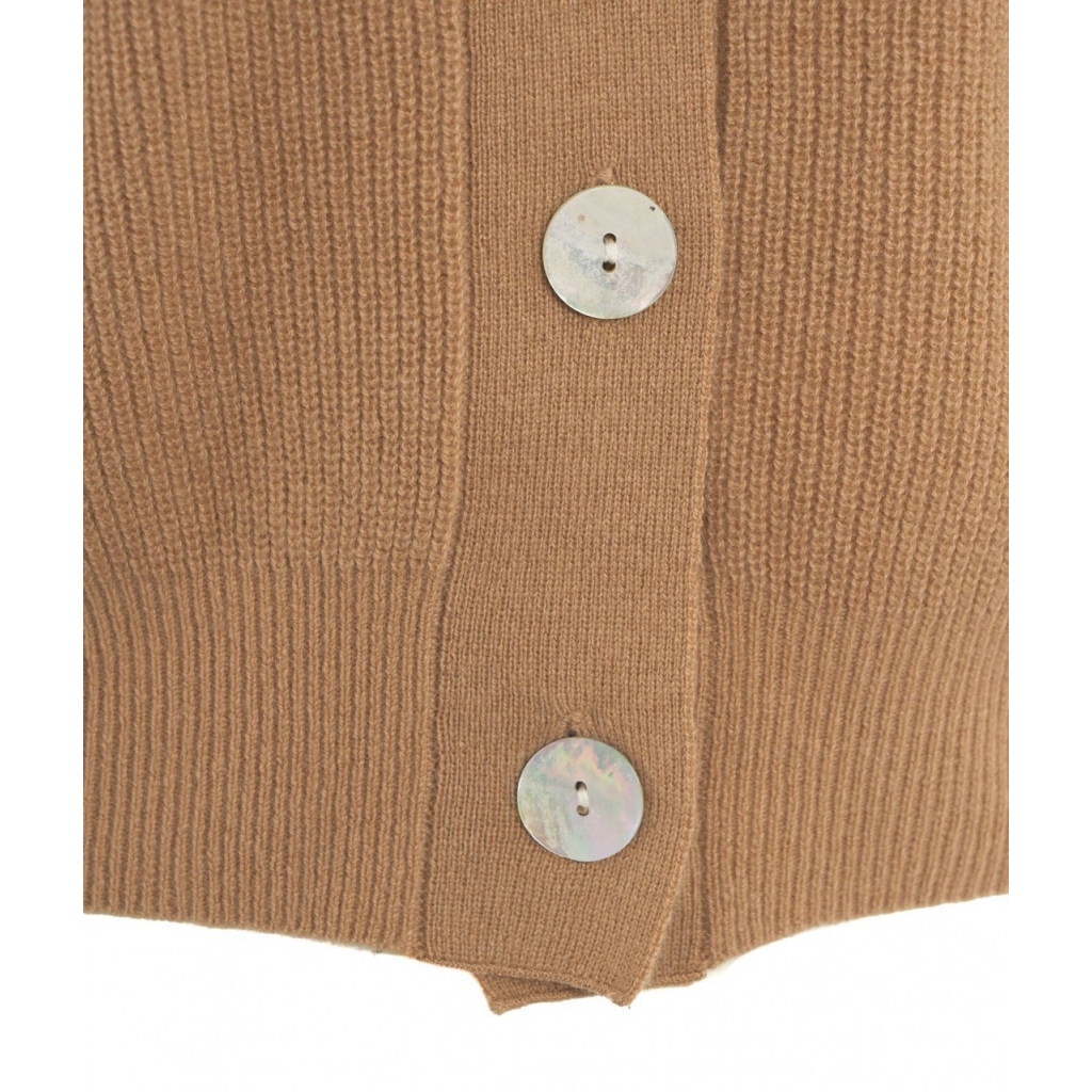 Cardigan a maglia in cashmere marrone chiaro