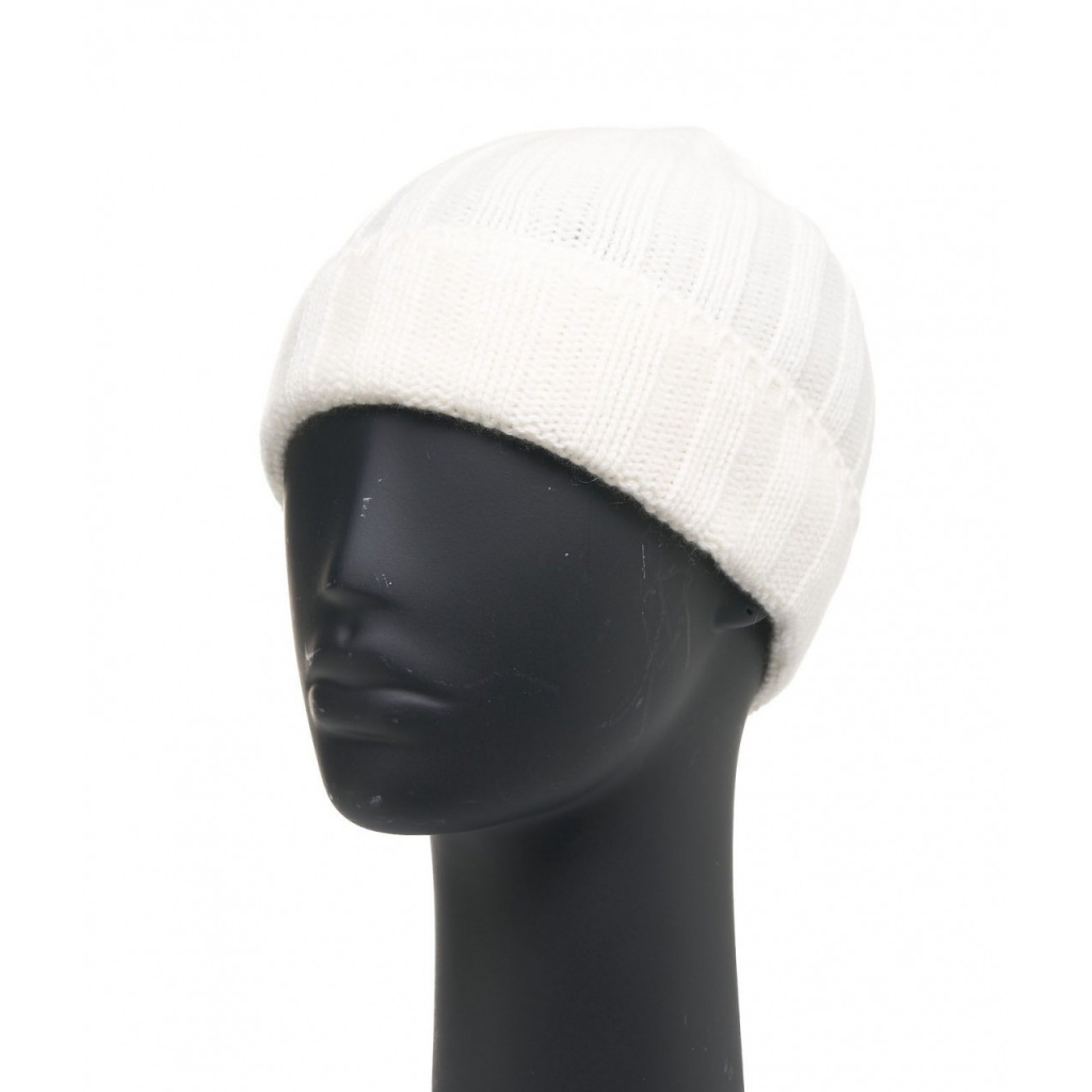 Cappello in maglia di cachemire crema