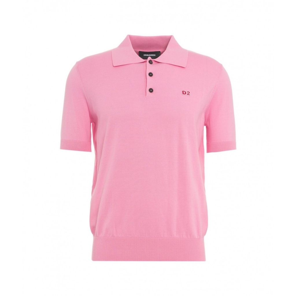 Polo in maglia rosa