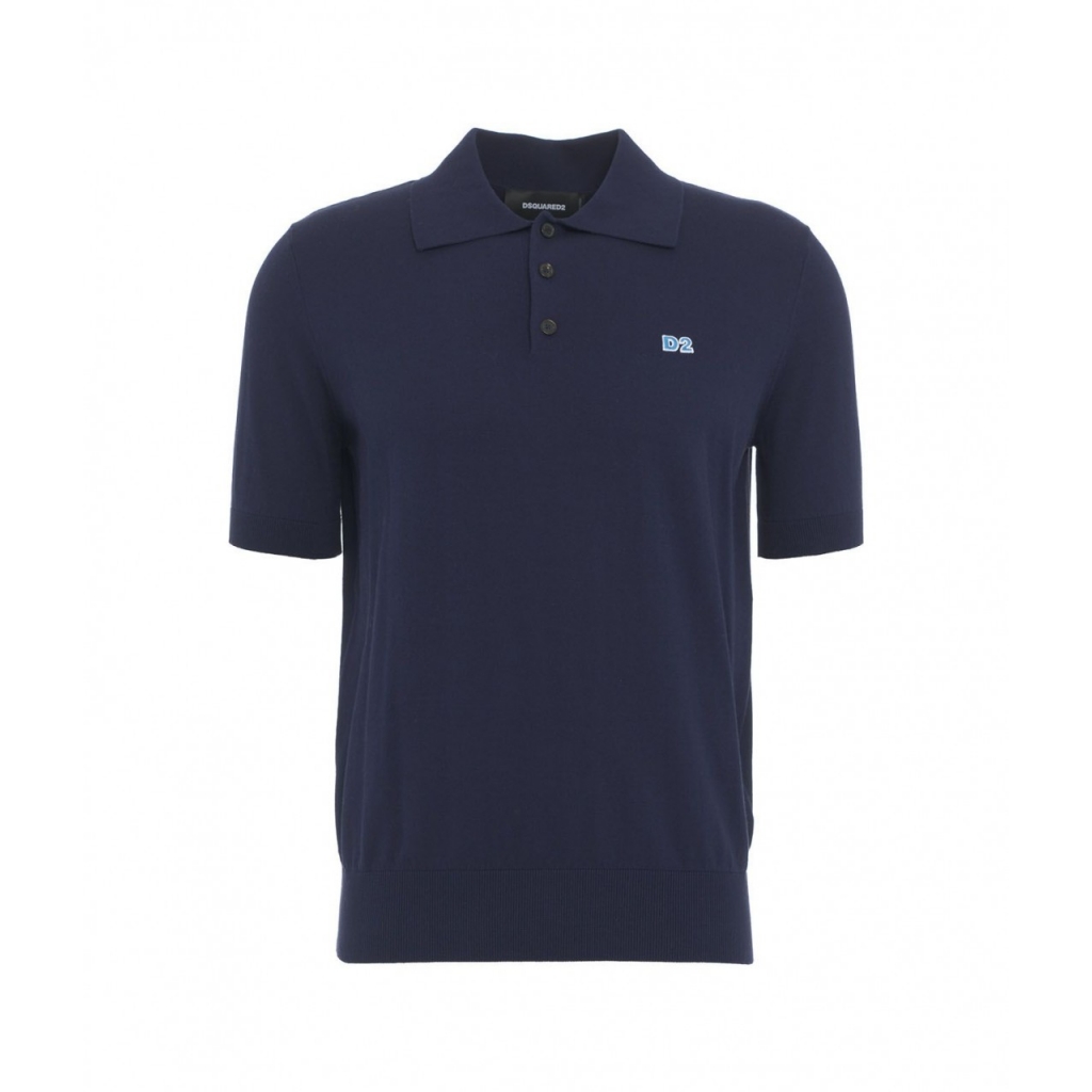 Polo in maglia blu scuro