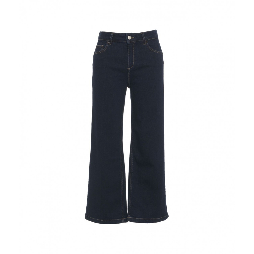Straight cropped jeans blu scuro