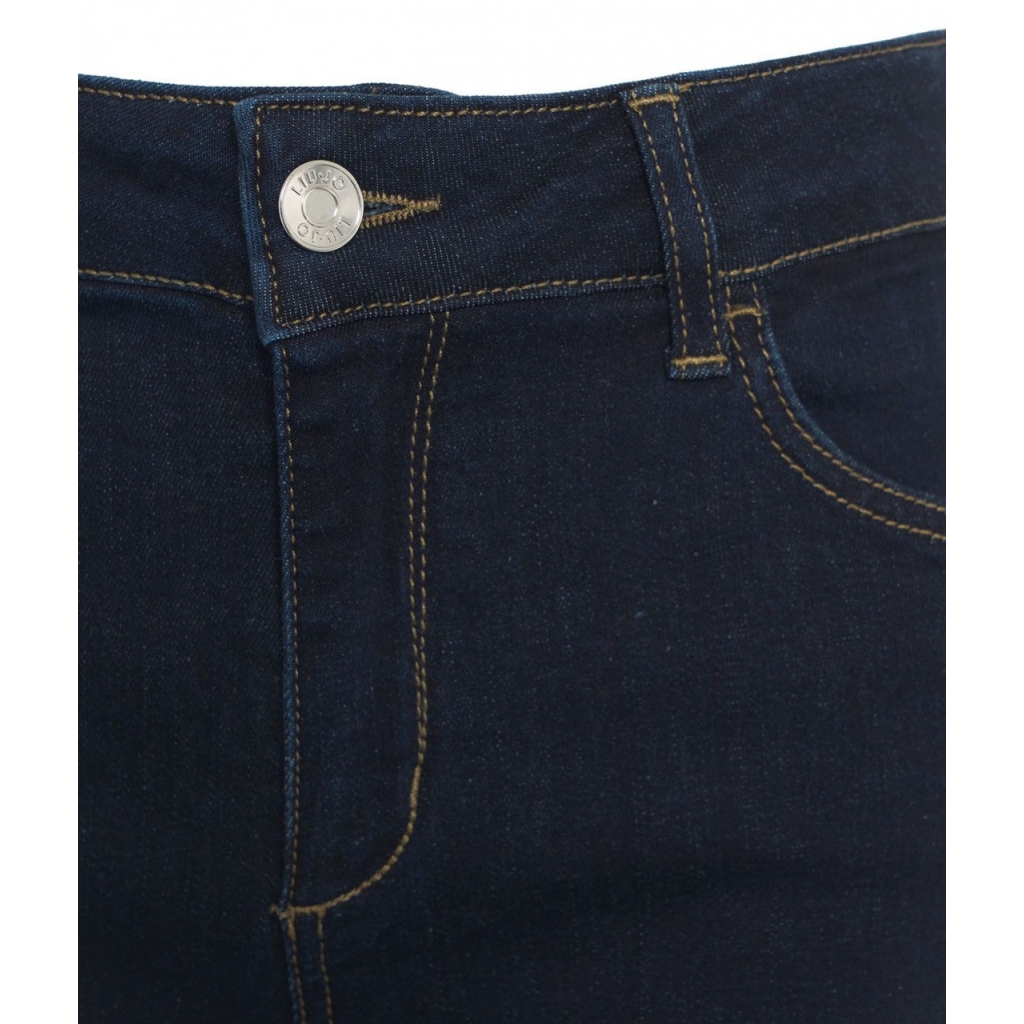 Straight cropped jeans blu scuro