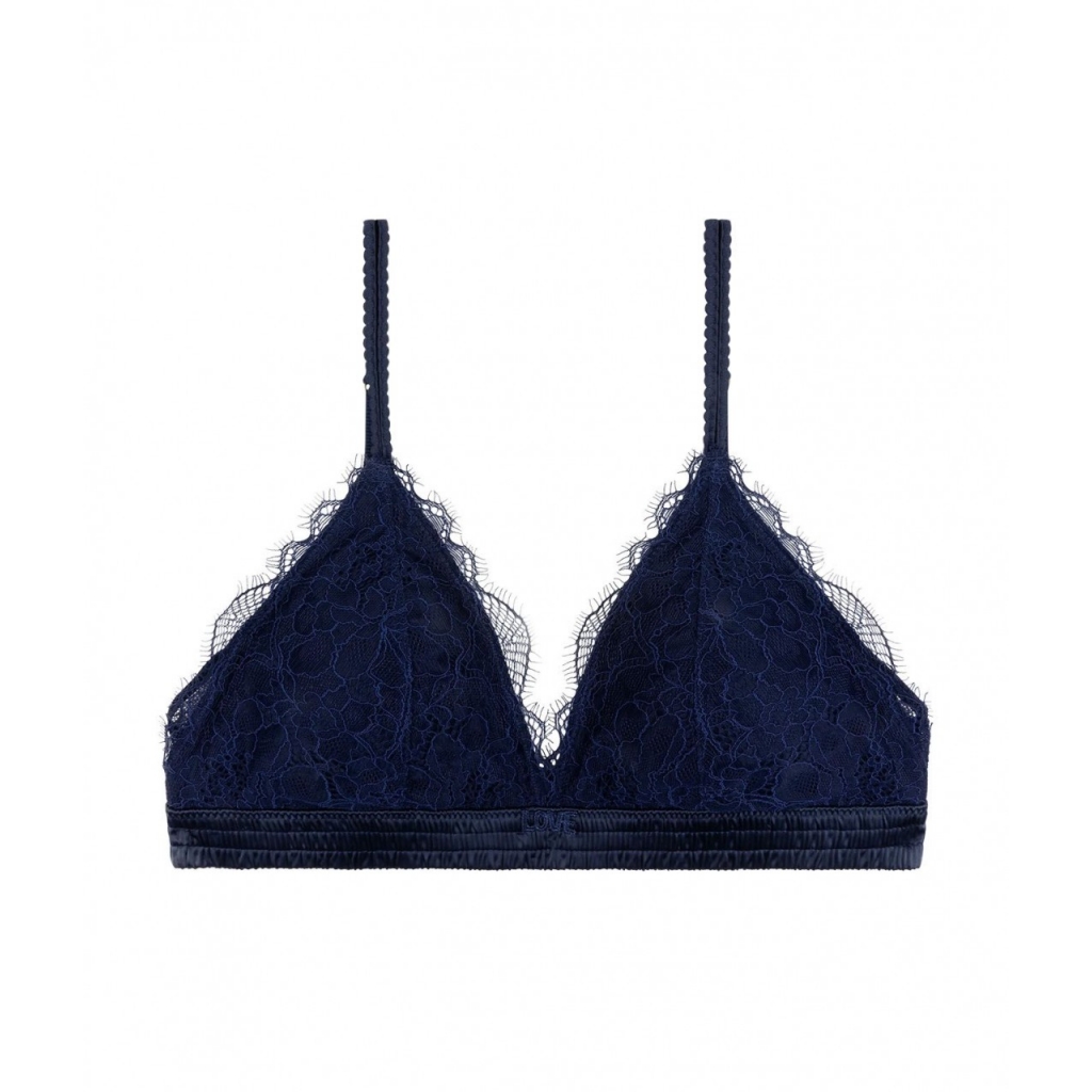 Bralette imbottita in pizzo Darling blu scuro