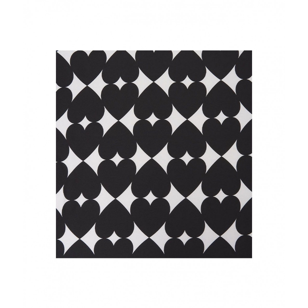 Foulard in seta con stampa cuori nero