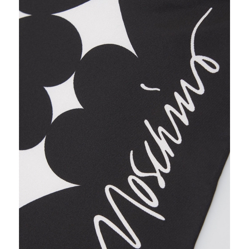 Foulard in seta con stampa cuori nero