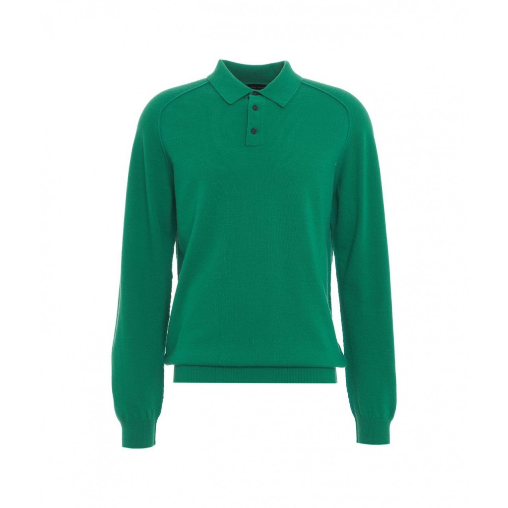 Maglione in merino con colletto a polo verde
