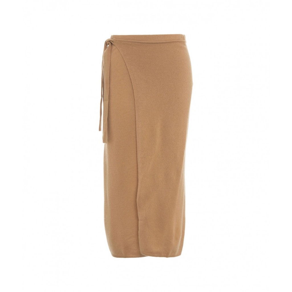 Gonna in cashmere a portafoglio marrone
