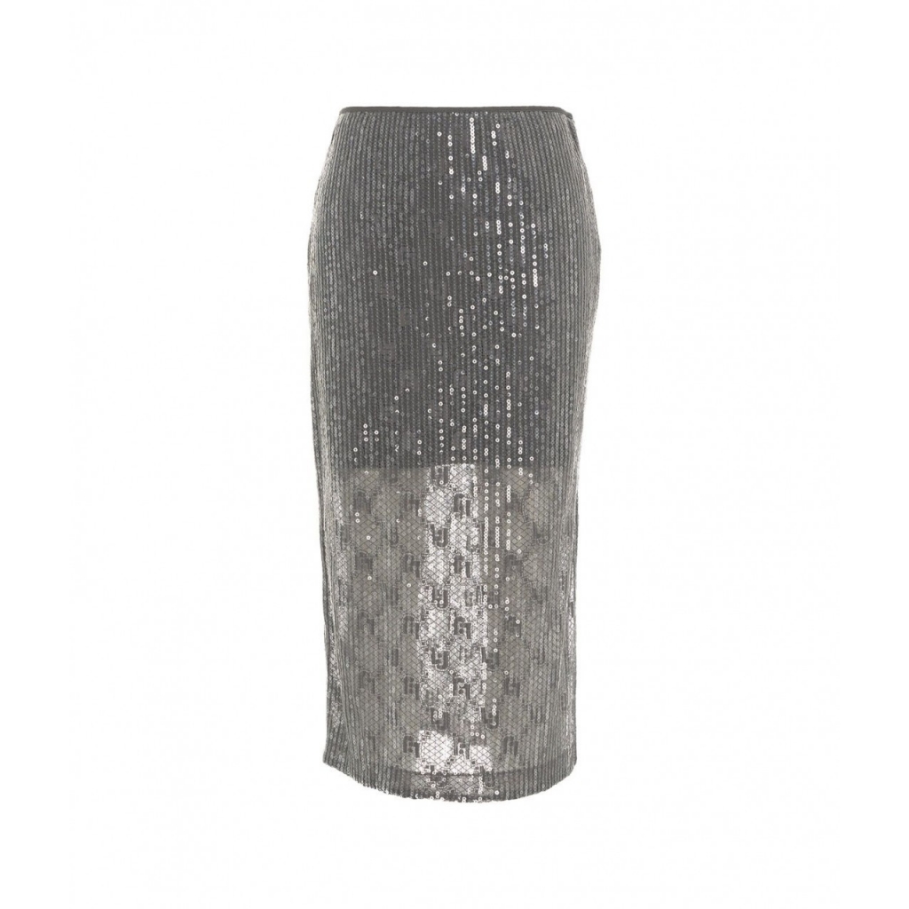 Gonna in pizzo con paillettes grigio scuro