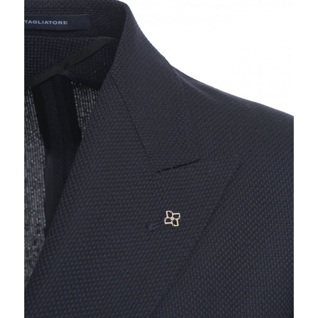 Blazer doppiopetto in lana vergine blu scuro