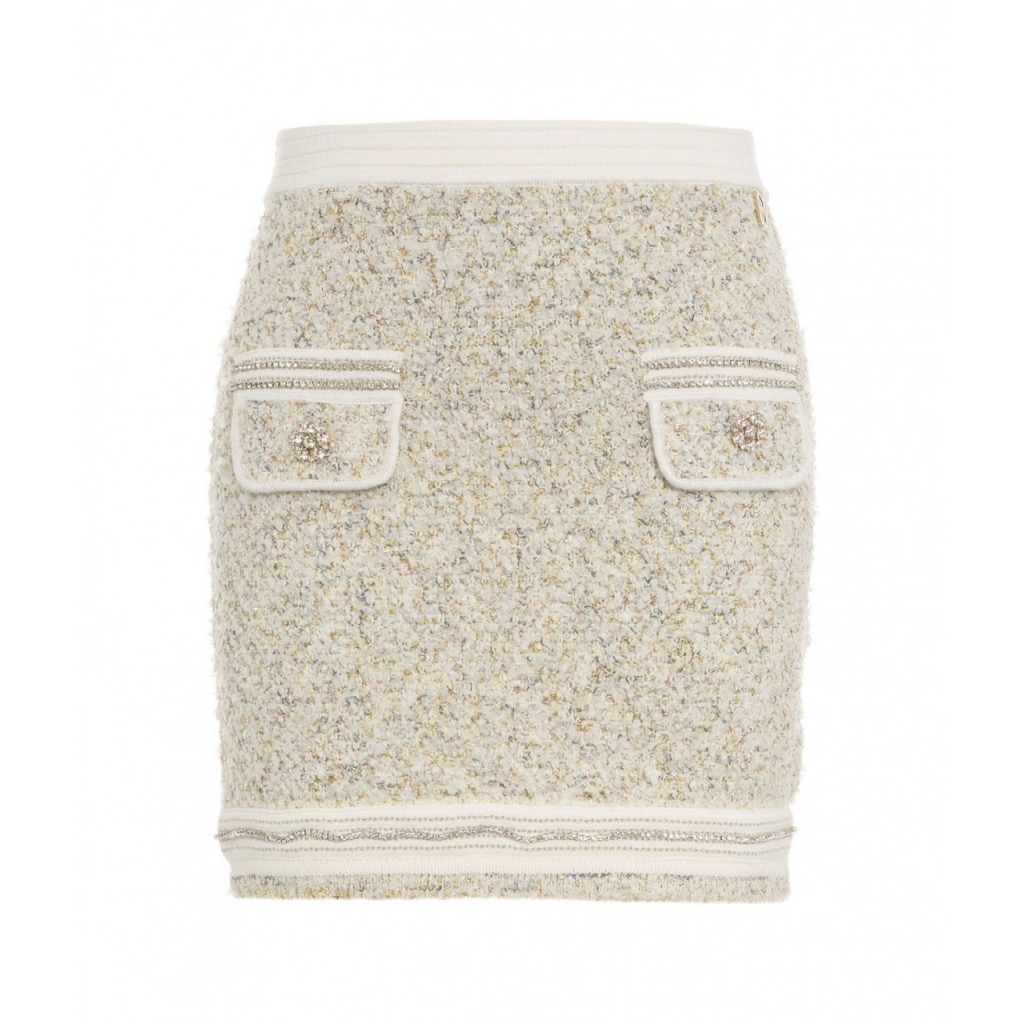 Minigonna con glitter crema
