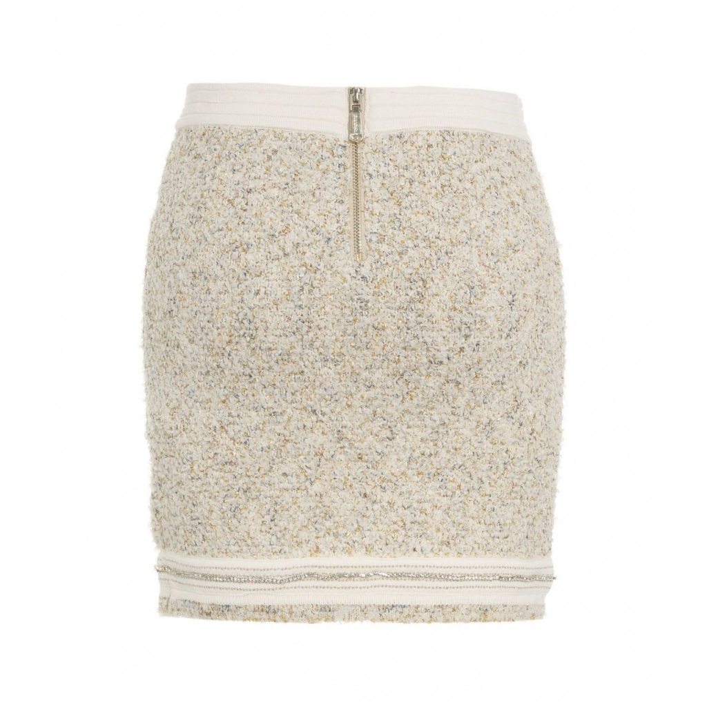Minigonna con glitter crema